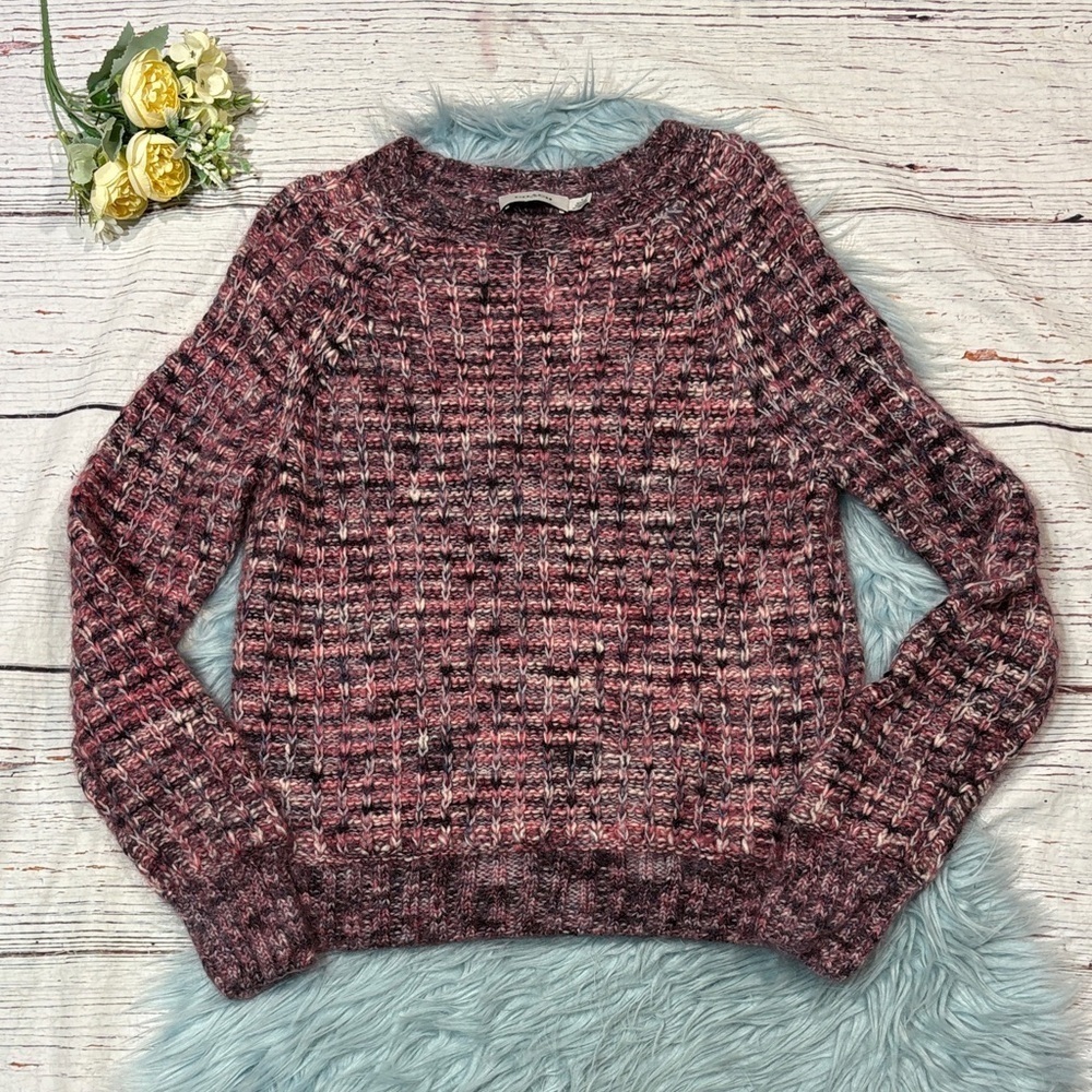 Coach 1941 Purple Pink Marled Crewneck Mohair Blend Sweater